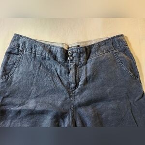 Jones New York 100% Linen Navy Dbl Button Shorts Sz 10